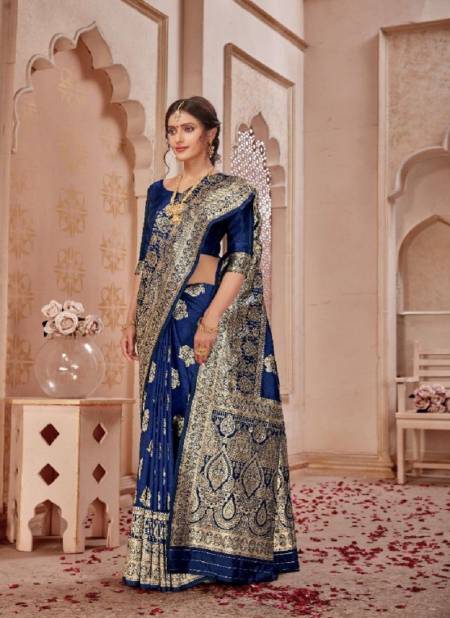 Blue Colour Madhushree Silk Monjolika New Designer Ethnic Wear Banarasi Silk Collection 4802